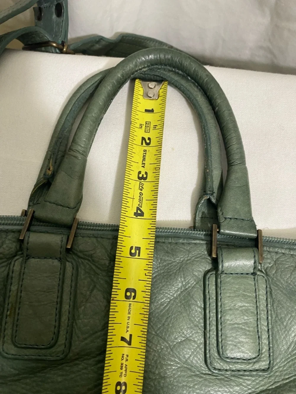 Maurizio Taiuti Sage Green Leather Crossbody Tote - Picture 10 of 15